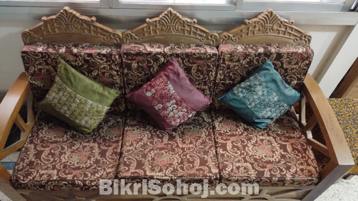 Custom-designed Sofa Set with Tea Tables and Cushions